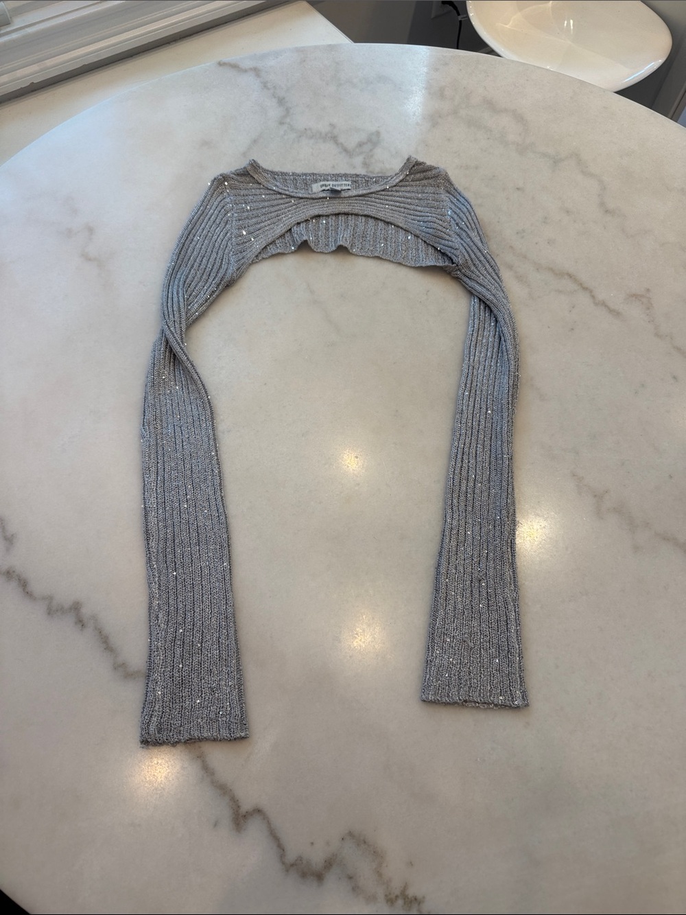 NWOT Urban Outfitters Silver Sparkle Ribbed Shrug